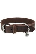 Obojek kožen&yacute; Rustic L 48-56cm/25mm tm.hněd&yacute; TR