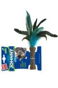 Hračka kočka GiGwi  Johnny Stick Catnip s modr&yacute;m peř&iacute;