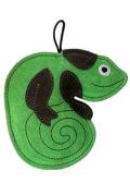 Hračka pes LEATHER CHAMELEON kůže, zelen&aacute; 16cm Kiwi