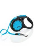 Vod&iacute;tko FLEXI Neon New S p&aacute;sek 5m/15kg čern&aacute;/modr&aacute;
