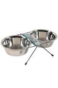 Miska nerez stojan+ 2 misky pes STEEL 0,35l Zolux