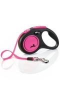 Vod&iacute;tko FLEXI Neon New S p&aacute;sek 5m/15kg čern&aacute;/růžov&aacute;