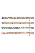 Obojek kočka nylon s květinami 20-34cm/10mm mix TR